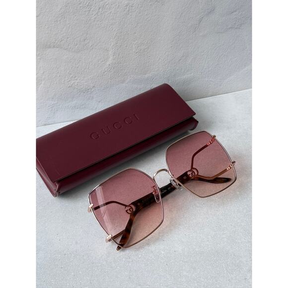 NEW Gucci GG1564SA Oversized Pink Gold Sunglasses $650 main image 6